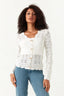 White Lace Stitch Short Button Cardigan