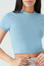 Smoke Blue Basic Fitted Crop Tee