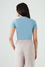 Smoke Blue Basic Fitted Crop Tee