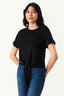 Black Tie Front Oversized Tee - Select Fashion