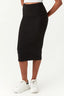 Black Fold-Over Rib Midi Skirt