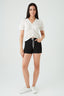White Pointelle Ruched Front Jumper