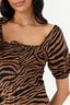 Brown Zebra Puff Sleeve Tea Dress - Select Fashion