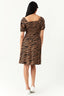 Brown Zebra Puff Sleeve Tea Dress - Select Fashion