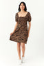 Brown Zebra Puff Sleeve Tea Dress - Select Fashion