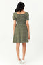 Khaki Ditsy Puff Sleeve Tea Dress - Select Fashion