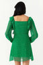 Green Chiffon Printed Frill Tea Dress - Select Fashion