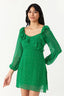 Green Chiffon Printed Frill Tea Dress - Select Fashion