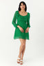Green Chiffon Printed Frill Tea Dress - Select Fashion