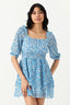 Blue Ditsy Chiffon Ra Ra Dress - Select Fashion