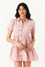 Pink Linen Look Shirt Dress - Select Fashion