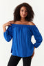Blue Crinkle Bardot Blouse