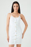 White Gold Button Rib Mini Dress