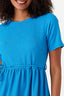 Blue Textured Belted T-Shirt Dress
