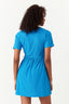 Blue Textured Belted T-Shirt Dress