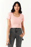 Nude Wide Rib Bow Detail Top - Select Fashion