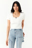 Ivory Wide Rib Bow Detail Top - Select Fashion