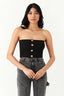 Black Gold Button Ribbed Bandeau - Select Fashion