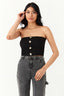Black Gold Button Ribbed Bandeau - Select Fashion