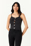 Black Bow Front Slinky Top - Select Fashion