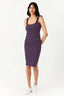 Navy Stripe Rib Bodycon Dress - Select Fashion