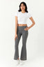 Charcoal Fold Waist Flares - Select Fashion