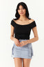 Black Crepe Shoulder Top - Select Fashion