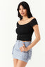 Black Crepe Shoulder Top - Select Fashion
