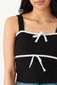 Black Contrast Bow Detail Top - Select Fashion