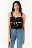 Black Contrast Bow Detail Top - Select Fashion