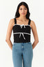 Black Contrast Bow Detail Top - Select Fashion