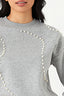 Grey Marl Pearl Applique Sweat - Select Fashion