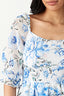Blue Rose Print Chiffon Ra Ra Dress - Select Fashion