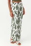 Khaki Leaf Print Wide Leg Soft Trouser