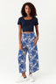 Blue Leaf Wide Leg Crop Trouser