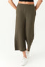 Khaki Textured Pull-On Crop Trouser - Select Fashion