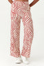 Red Geo Print Wide Leg Soft Trouser