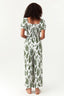 Multi Leaf Print Shirred Jumpsuit