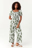 Multi Leaf Print Shirred Jumpsuit
