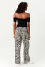 Neutral Abstract Wide Leg Soft Trouser