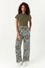 Khaki Paisley Wide Leg Soft Trouser