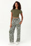 Khaki Paisley Wide Leg Soft Trouser