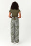 Khaki Paisley Wide Leg Soft Trouser