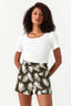Khaki Leaf Textured Pull On Short