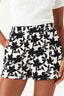 White Floral Textured Pull On Short