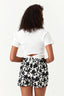 White Floral Textured Pull On Short