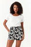 White Floral Textured Pull On Short