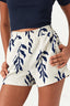 Blue Leaf Textured Pull On Short