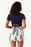 Blue Leaf Textured Pull On Short