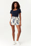 Blue Leaf Textured Pull On Short